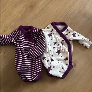 Hanna Andersson Set of 2 Kimonos side snap onesies size newborn